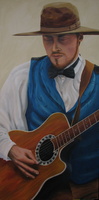A Serious Moment Mr Ward 36x18 acrylic on canvas