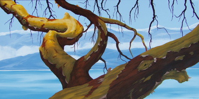 Madrone Over The Salish Sea - 18&quot;x36&quot; acrylic on canvas