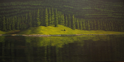 Morning On The Lake - 18&quot;x36&quot; acrylic on canvas